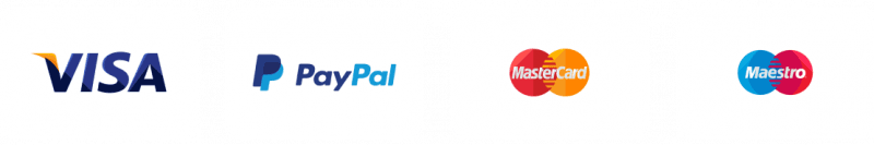 Visa, PayPal, Mastercard and Maestro